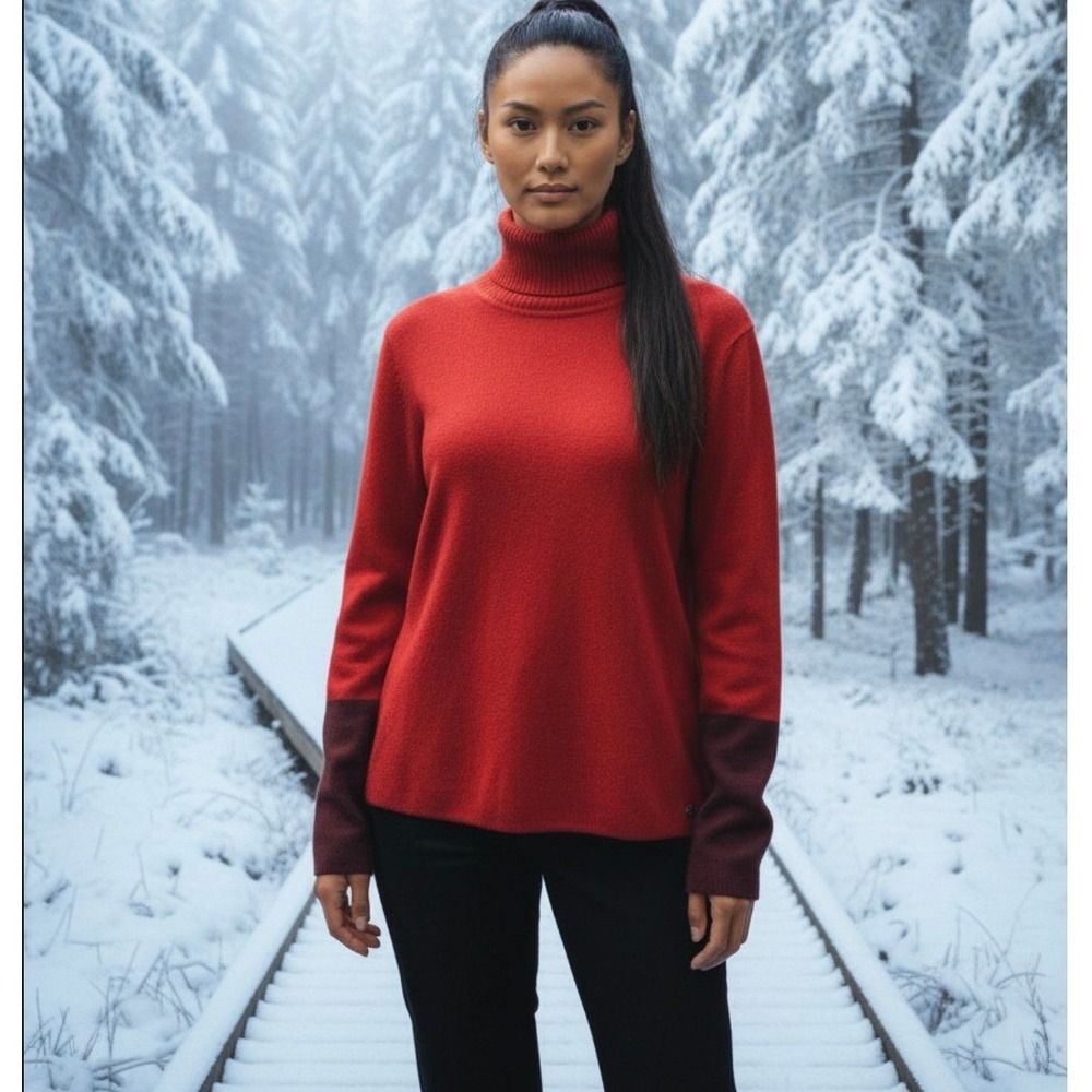 Royal Robbins Westlands Funnel Neck Merino Wool Blend LS Red Sweater Size Large